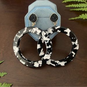 Black and White Marbled Earrings